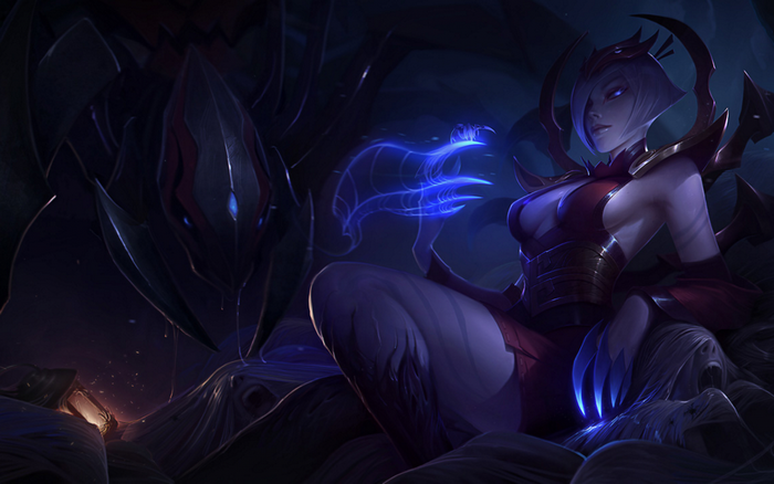Elise from League of Legends with a spider