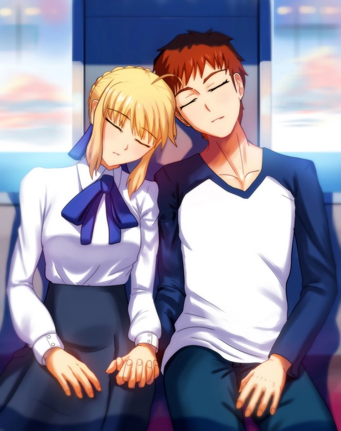 Saber and Shirou Emiya from Fate Series sleeping