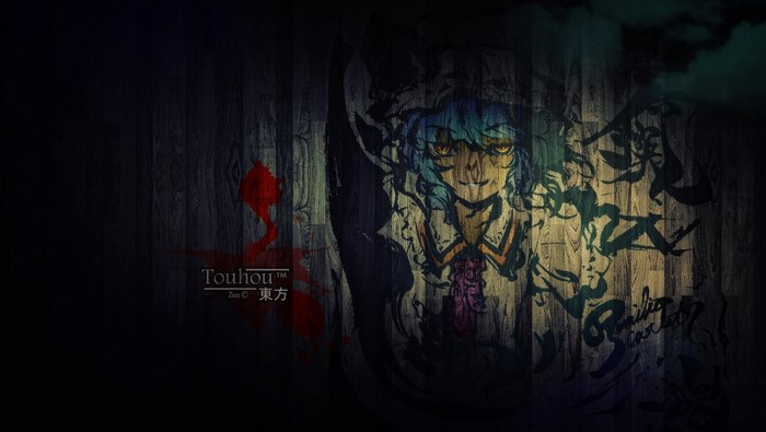 Remilia Scarlet from Touhou Project on wooden background