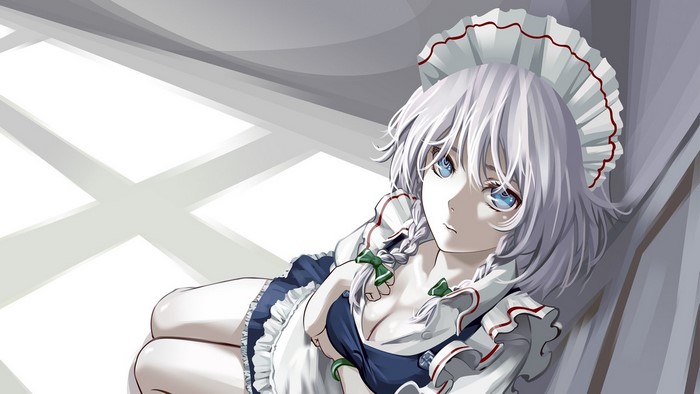 Izayoi Sakuya from Touhou with grey hair and braids