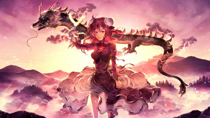 Satori Komeiji from Touhou with a dragon