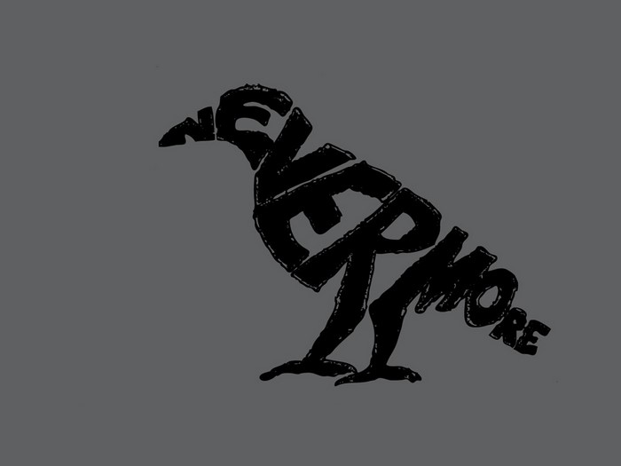 Raven made of text spelling Nevermore