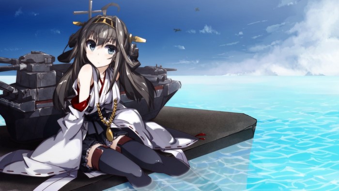 Kongou from Kantai Collection sitting on a ship deck