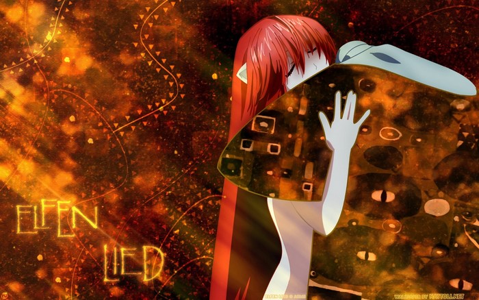 Lucy and Kouta embracing in Elfen Lied