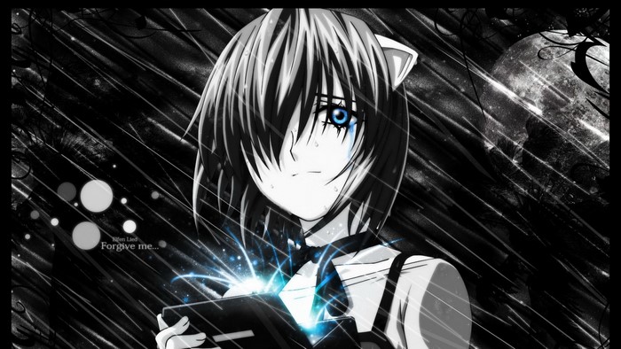 Nyu from Elfen Lied crying with blue energy
