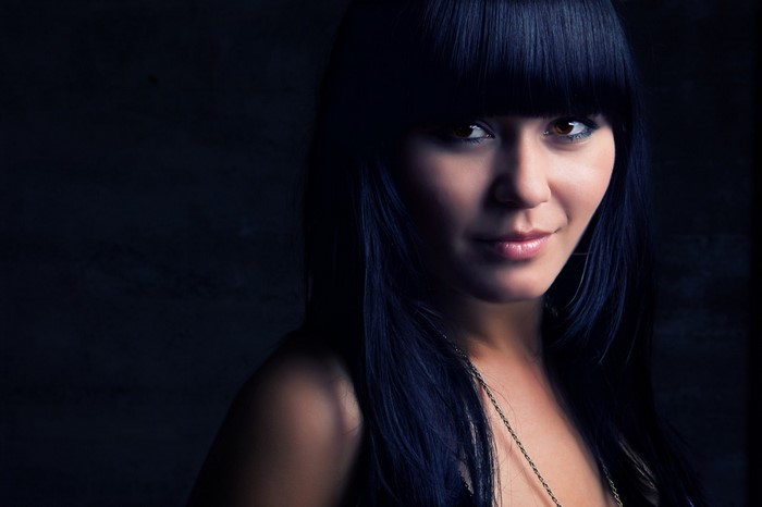 Portrait of Woman with Long Black Hair