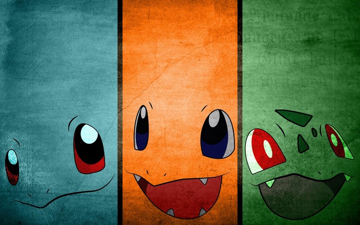 Minimalist Charmander, Squirtle, and Bulbasaur Illustration