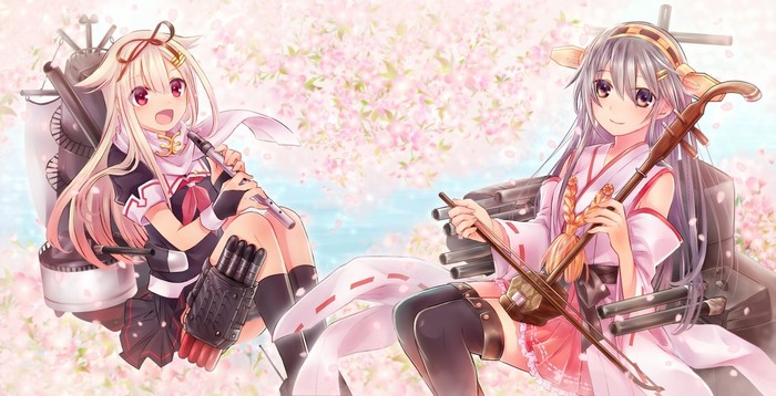 Yuudachi and Haruna from Kantai Collection