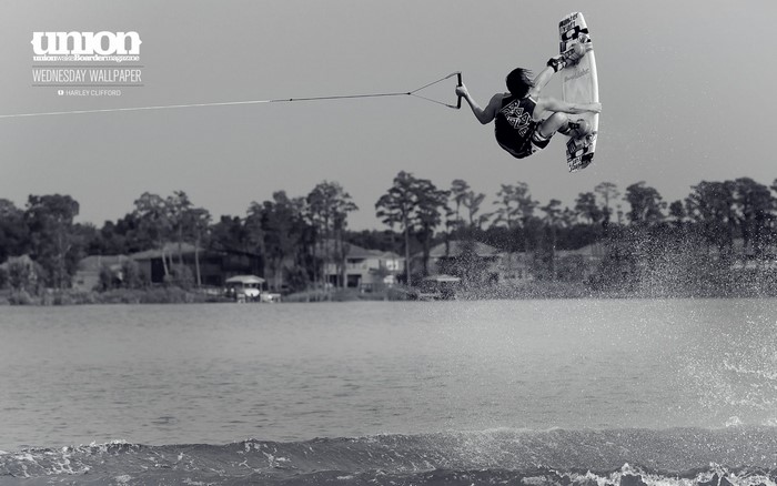 Harley Clifford wakeboarding mid-air jump