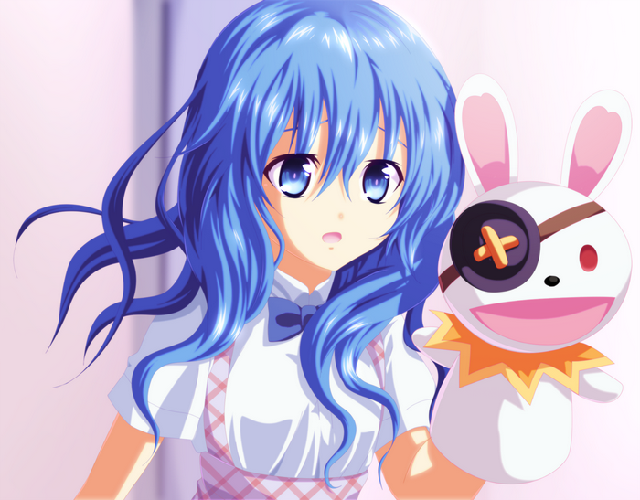 Yoshino from Date A Live holding a puppet