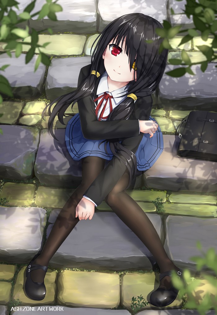 Tokisaki Kurumi Sitting on Stone Steps - Date A Live