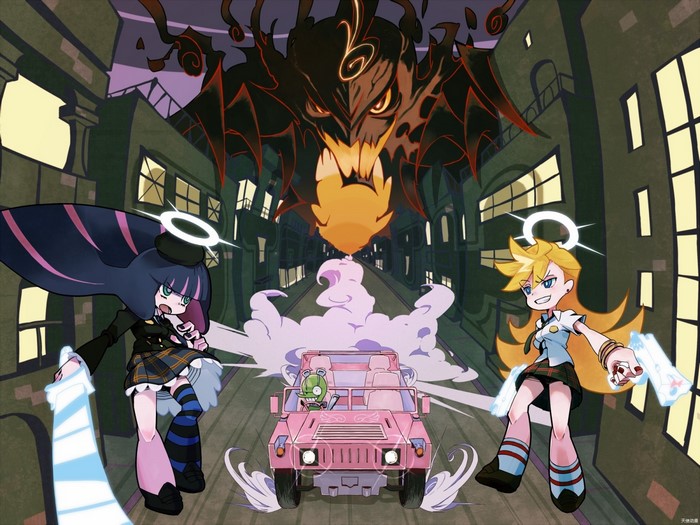 Stocking and Panty from Panty & Stocking with Garterbelt in a car