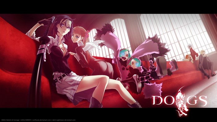 Characters from DOGS: Bullets & Carnage sitting on a couch