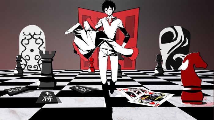 Orihara Izaya from Durarara!! on a chessboard