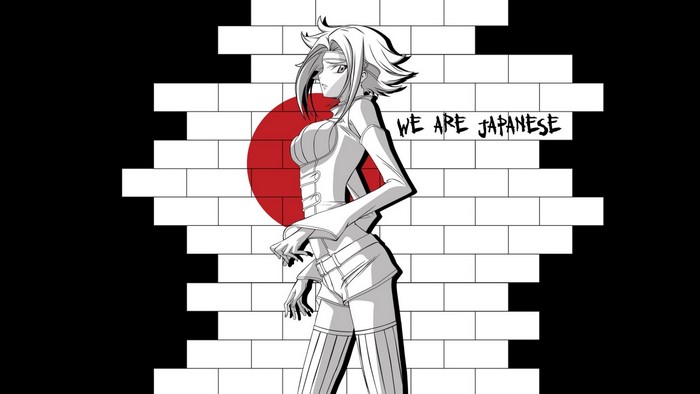 Kallen Stadtfeld from Code Geass with Japanese flag