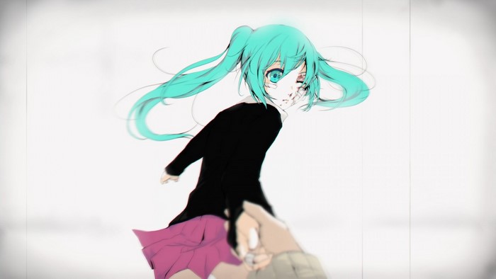 Hatsune Miku from Vocaloid with injuries
