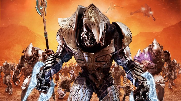 The Arbiter and Elites from Halo in battle