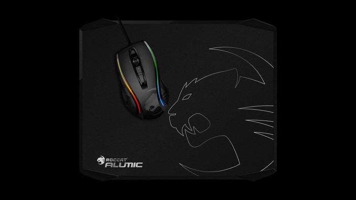 Roccat Alumic mousepad with a gaming mouse