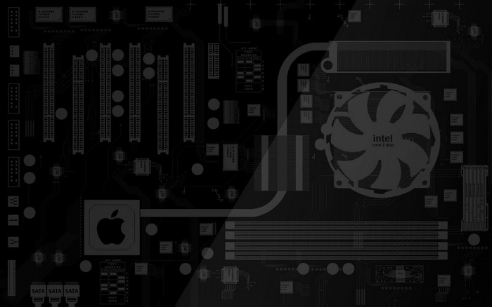 Apple and Intel Core 2 Duo Motherboard Illustration