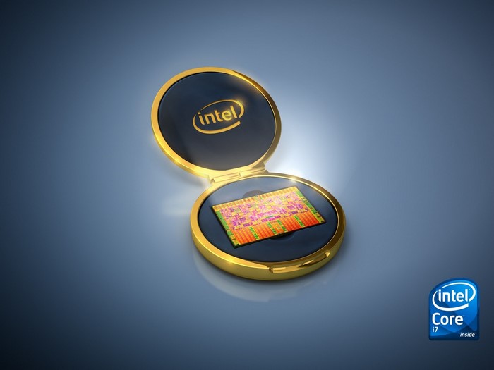 Intel Core i7 processor in a golden case