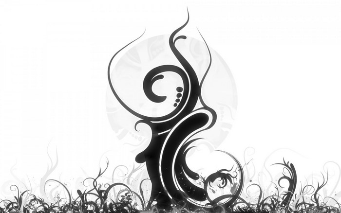 Abstract black and white floral illustration