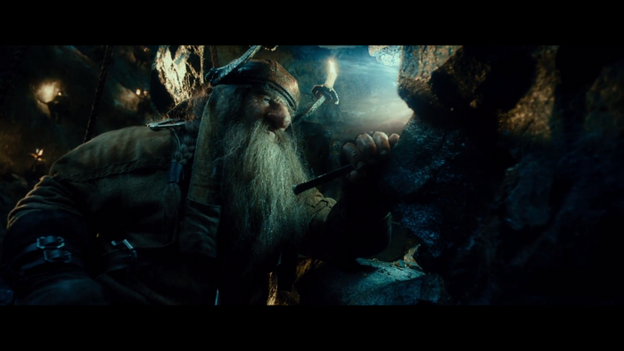 Dwarf from The Hobbit in a dark cave