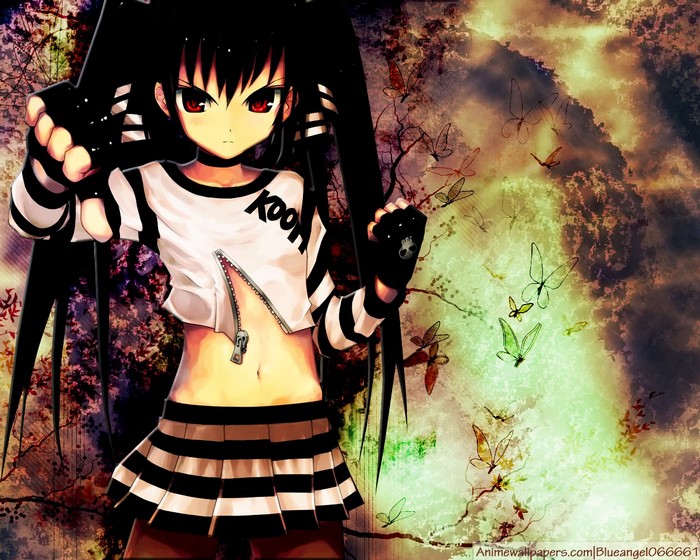 Kooh from Pangya with black hair and red eyes