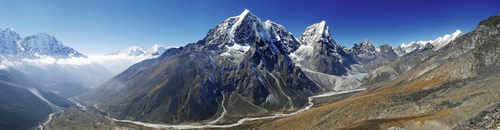 Panoramic View of Alpine Mountain Range and Valley