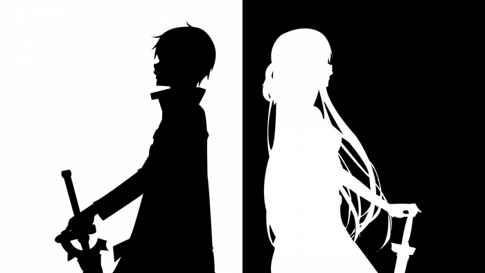 Kirigaya Kazuto and Yuuki Asuna from Sword Art Online silhouette