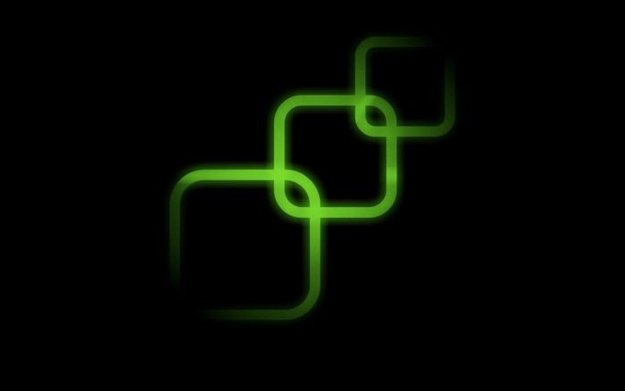 Green neon squares on black background