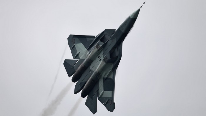 Sukhoi Su-57 fighter jet in flight