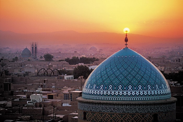 Yazd Mosque Dome at Sunset in Iran