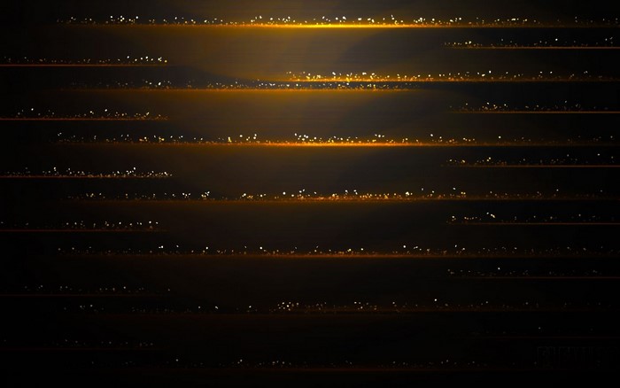 Abstract horizontal lines with glowing particles