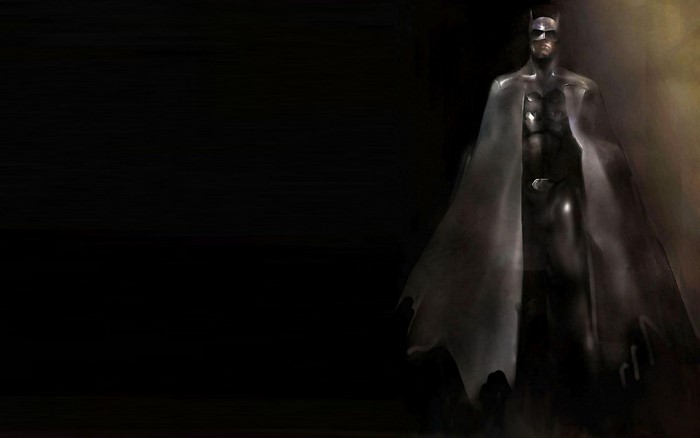 Batman in a dark, dramatic setting