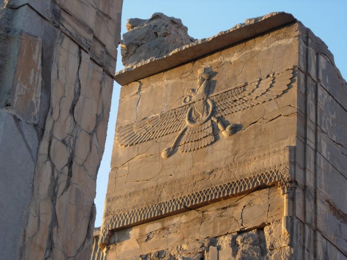 Persepolis relief of the winged symbol of Ahura Mazda