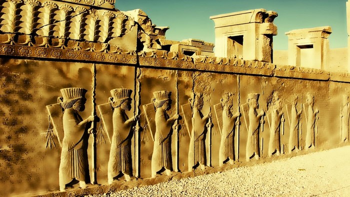 Ancient Relief Wall at Persepolis, Shiraz, Iran