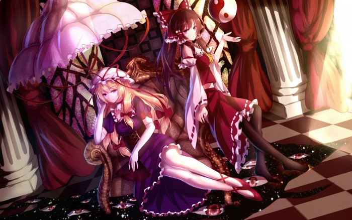 Yakumo Yukari and Hakurei Reimu from Touhou