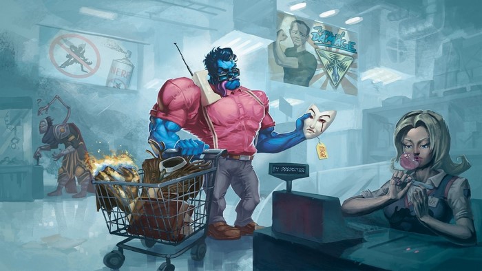 Dr. Mundo from League of Legends in a store