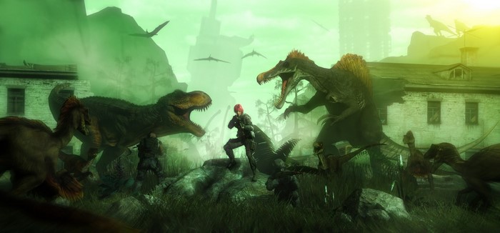 Dino Crisis screenshot with dinosaurs and soldiers