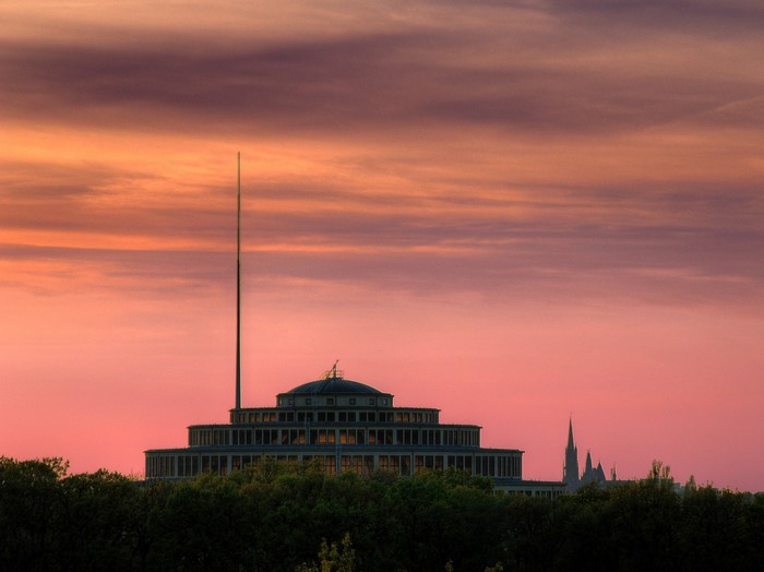 Centennial Hall in Wroclaw at sunset
