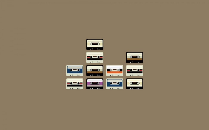 Minimalist illustration of cassette tapes