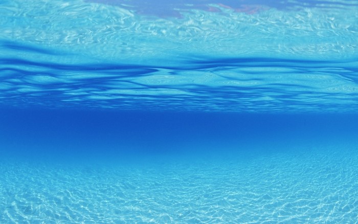 Underwater view of the ocean with sunlight filtering through the water