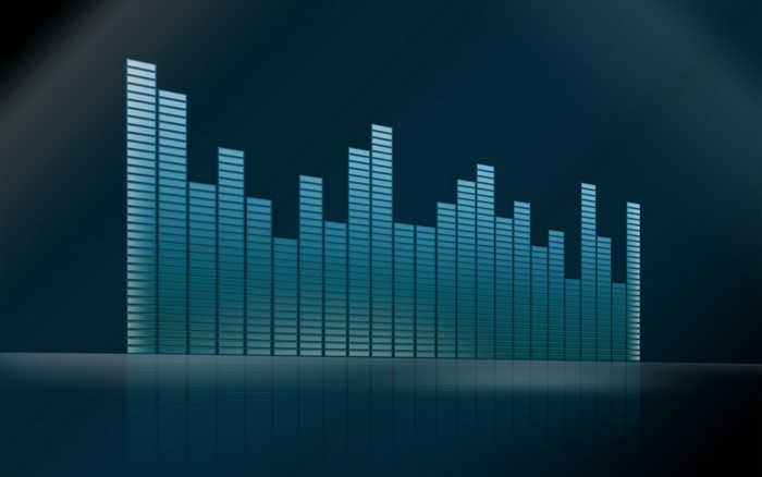 Blue audio spectrum equalizer bars with reflection