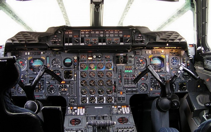 Concorde airplane cockpit interior