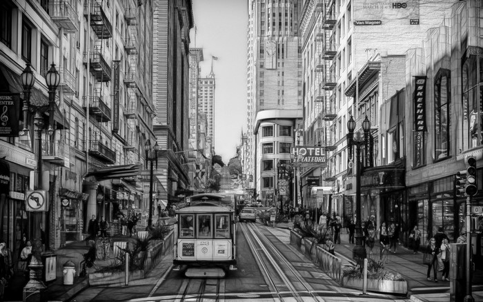 San Francisco Cable Car on a City Street
