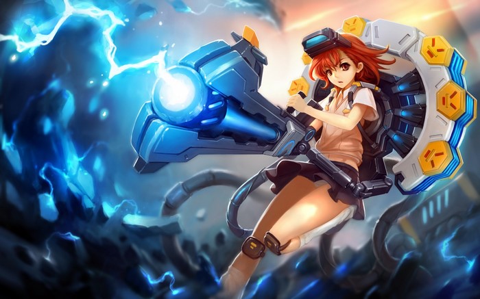 Misaka Mikoto from To Aru Kagaku no Railgun with a Railgun