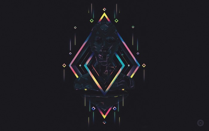 Abstract geometric design with a bust silhouette