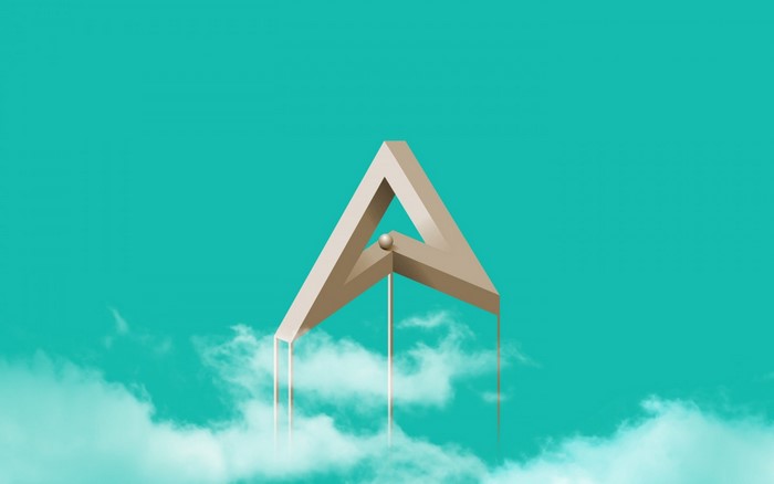 Penrose triangle illustration with clouds