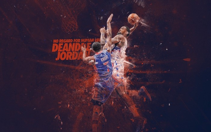 DeAndre Jordan and Reggie Jackson playing basketball