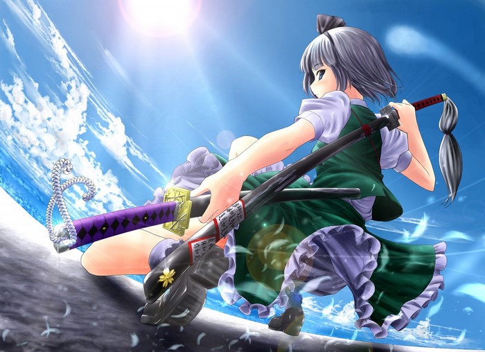 Konpaku Youmu from Touhou with two swords